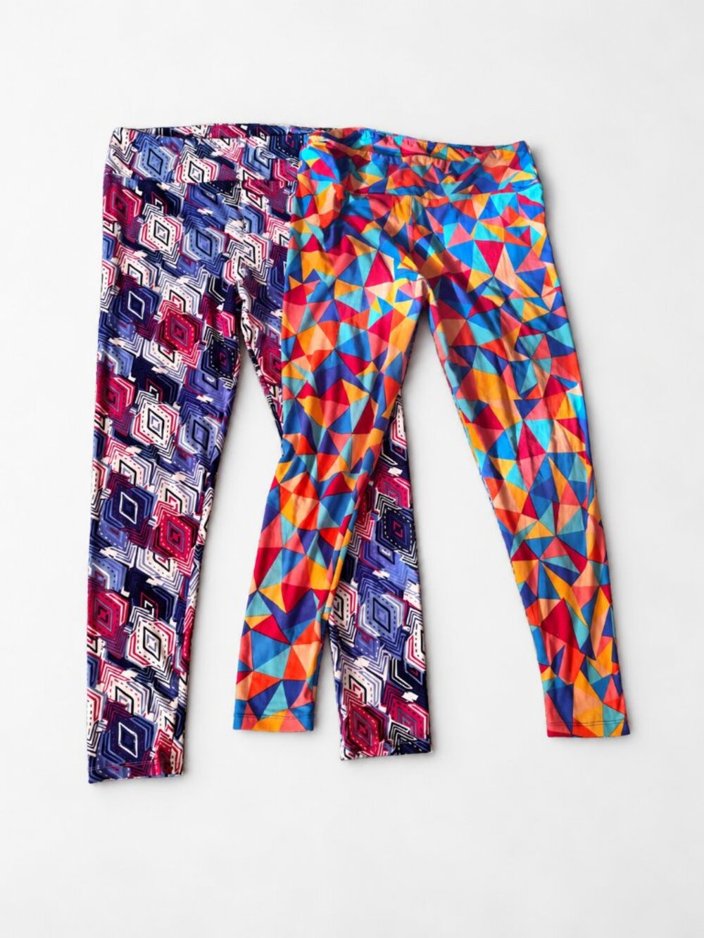 LuLaRoe Leggings Size Large Lot of 2 Colorful Geometric Print Stretch Pants